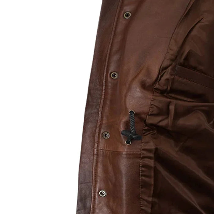 Spanish Brown Military M-65 Leather Jacket