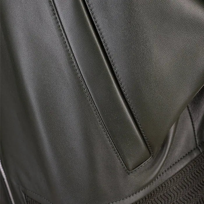 Torven Black Leather Bomber-Style Jacket