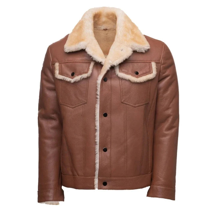 High Western Trucker Shearling Coat
