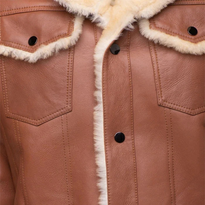 High Western Trucker Shearling Coat