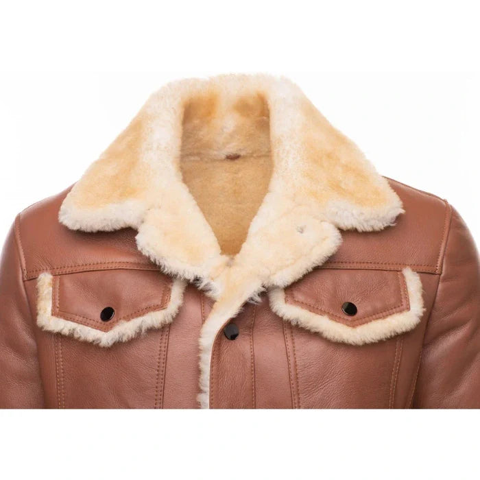 High Western Trucker Shearling Coat