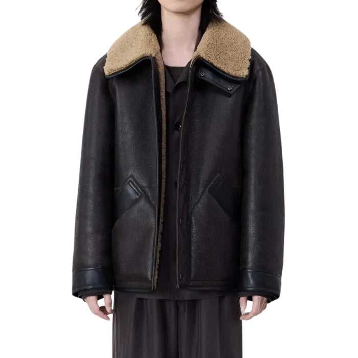 Ulmira Sherpa Black Shearling Leather Jacket