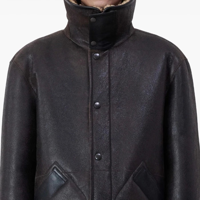 Ulmira Sherpa Black Shearling Leather Jacket