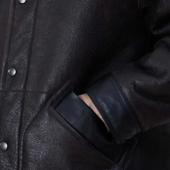 Ulmira Sherpa Black Shearling Leather Jacket