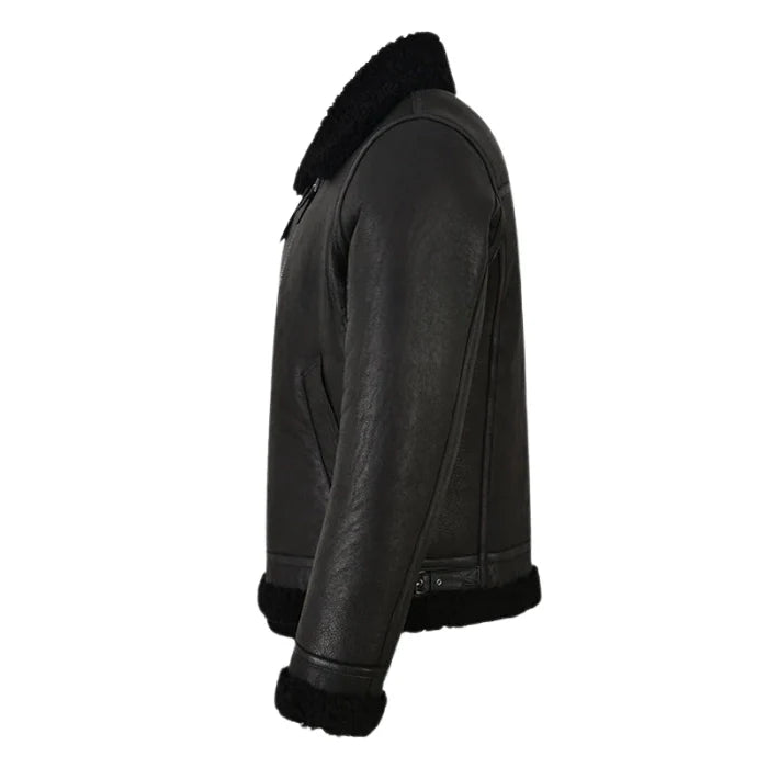Valkor Sheepskin B3 Bomber Shearling Jacket Jet Black