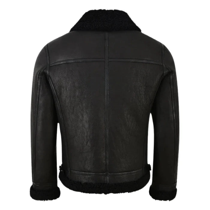 Valkor Sheepskin B3 Bomber Shearling Jacket Jet Black