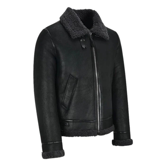 Valkor Sheepskin B3 Bomber Shearling Jacket Charcoal