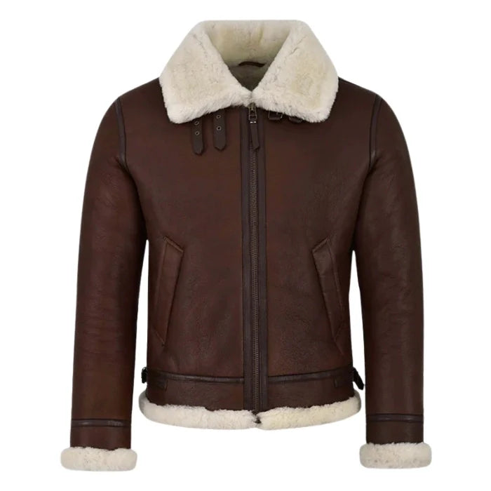 Valkor Sheepskin B3 Bomber Shearling Jacket Dark Brown