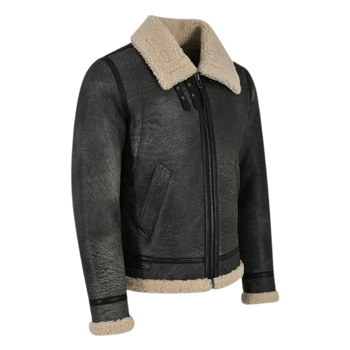 Valkor Sheepskin B3 Bomber Shearling Jacket Gray