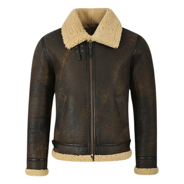 Valkor Sheepskin B3 Bomber Shearling Jacket Mud
