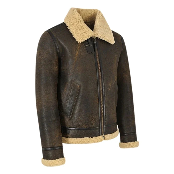 Valkor Sheepskin B3 Bomber Shearling Jacket Mud