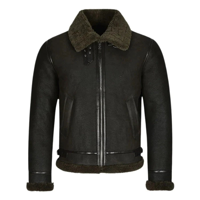 Valkor Sheepskin B3 Bomber Shearling Jacket Olive