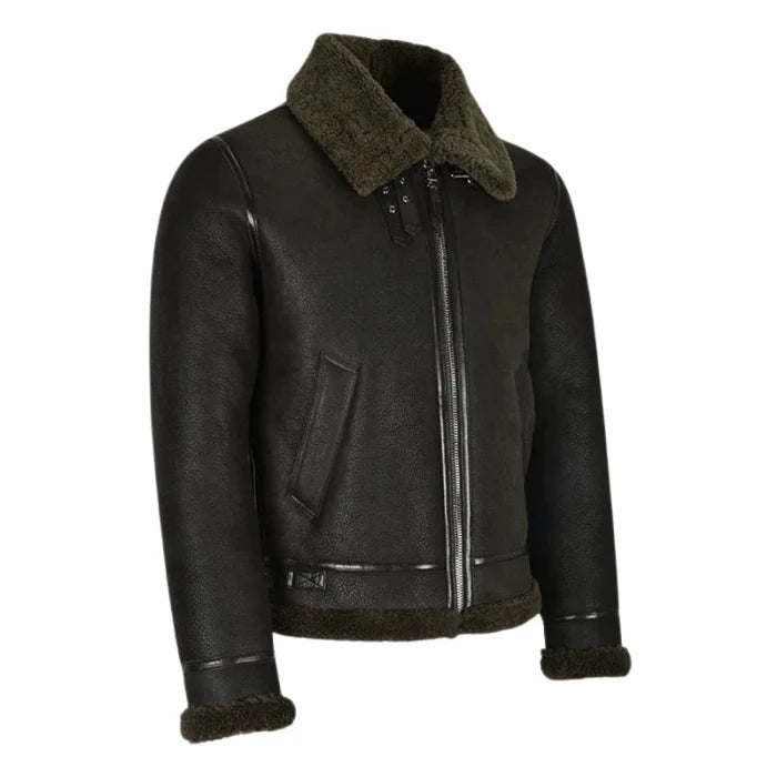 Valkor Sheepskin B3 Bomber Shearling Jacket Olive