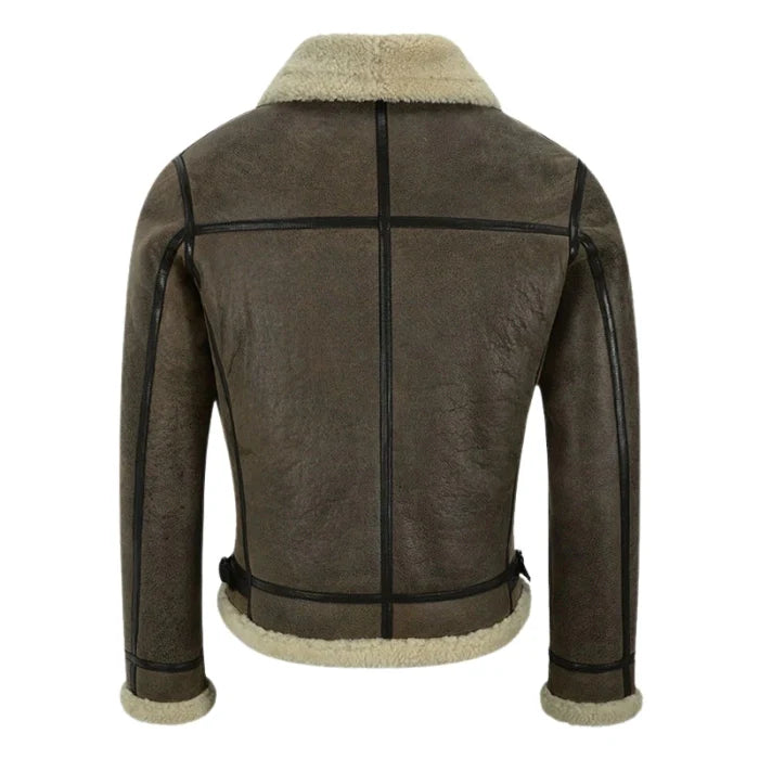 Valkor Sheepskin B3 Bomber Shearling Jacket Olive Brown