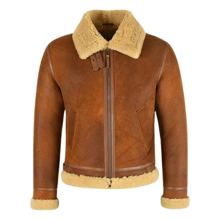Valkor Sheepskin B3 Bomber Shearling Jacket Brown Tan