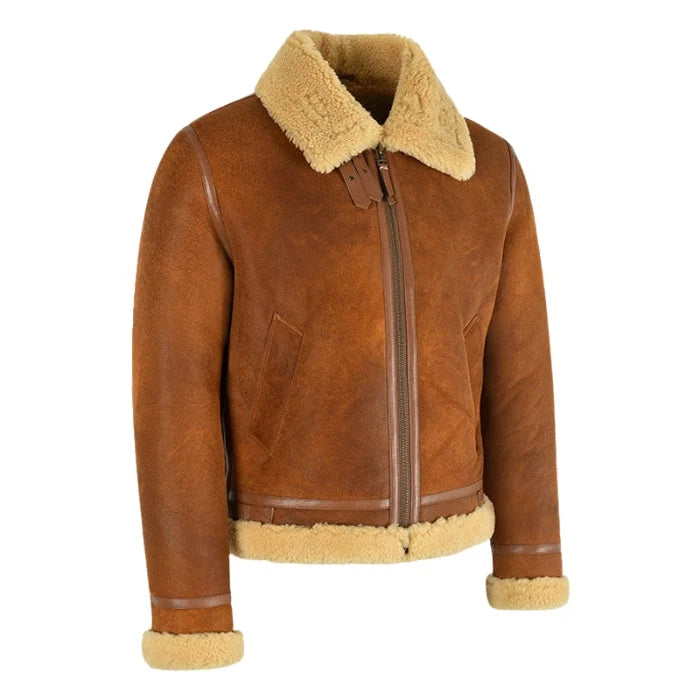 Valkor Sheepskin B3 Bomber Shearling Jacket Brown Tan